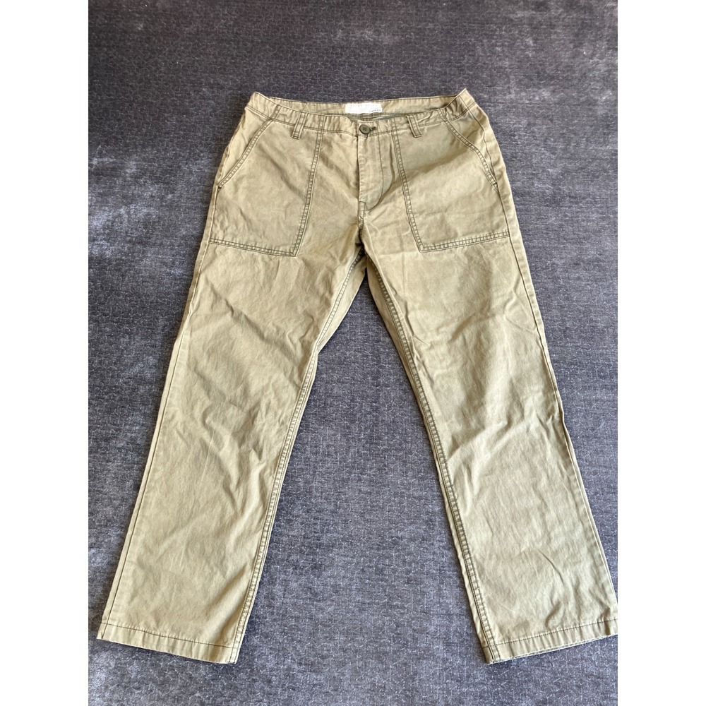 Lucky Brand Chino Pants Mens 34x27 Khaki Straight‎ Leg Slash Pockets Mid Rise